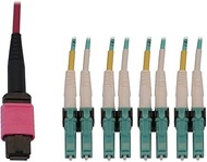 Tripp Lite Multimode Fiber Patch Cable, 50/125 OM4 MPO to 4X Switchable LC (F/M), 12 Fiber, Magenta,