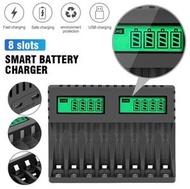 日本暢銷 - 八槽智能液晶電池充電器 配USB充電線 USB電池充電器 充滿自停