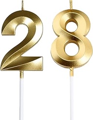 Gold 28th & 32nd Birthday Candles,Gold Number 28 82 Cake Topper for Birthday Decorations Party Decor