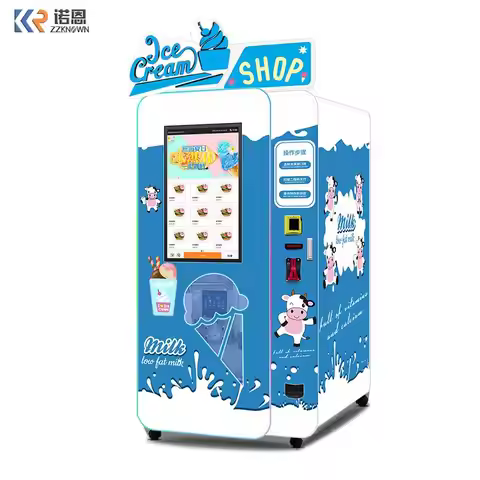 Automated Soft Serve Vending Machine And Ice Cream Kiosk Soft Yogurt Vending Machine