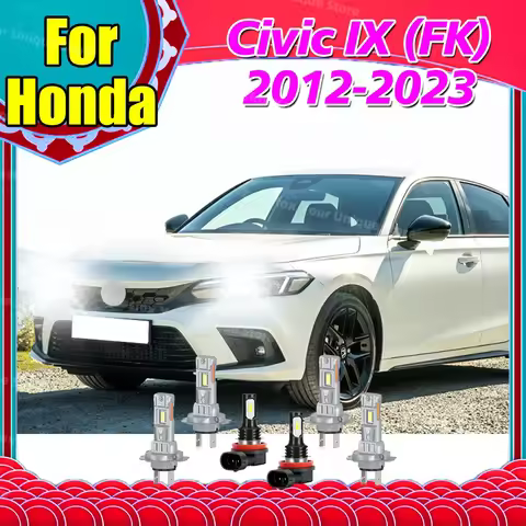 2/6x LED Headlight 30000LM 3570 CSP Bulbs 6000K Fog Lamps For Honda Civic 9 IX (FK) 2012-2023 2013 2