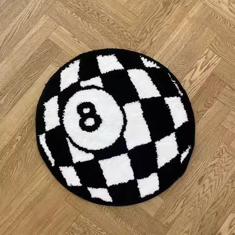 8 Ball Tufted Rug Checkered Area Rug Non Slip Floor Mat for Bedroom Dorm Room Game Room Aesthetic De