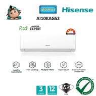Hisense 1.0HP KAGS Series R32 Inverter Auto Clean Air Conditioner Penghawa Dingin Aircond Murah 冷气机 