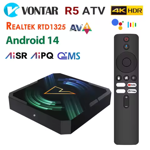 VONTAR ATV TV Box Android14 Realtek1325 Support AI-PQ AI-SR HDR10+ Wifi6 4K HD 2.1b AV1 100M LAN Med