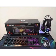 【Ready Stock】☂☞∏Inplay STX540 Combo 4in1 Keyboard + Mouse + Headset + Extended Mouse pad (black/pink