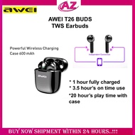 Awei T26 Wireless Earbuds Bluetooth Earphones With Power Stereo Sound One Touch Control &amp; IPX4 Waterproof With Mic