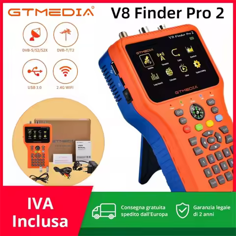 Italy In Stock GTMEDIA V8 Finder Pro2 Satellite Finder DVB-S2X/S2/S/T2/T/C,IKS,MPEG-2/4,H.265(10 bit