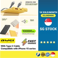 AWEI P88K PD20W Phone Power bank Fast Charging With 2 IN 1Charging Cable 10,000 mAh Powerbank 2 IN 1