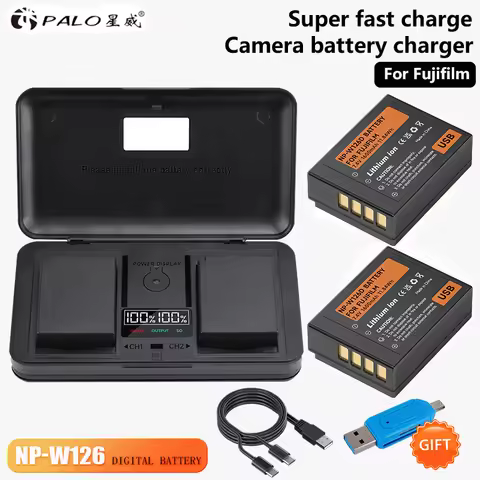 NP-W126S NP-W126 NP W126 Type C Battery With Storage Case Charger for Fujifilm Fuji X-T20 X-E2 XPro1