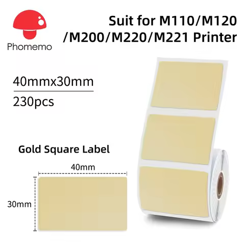 Phommeo Gold Transparent Stickers Label Printer Stickers Portable Printer Thermal Label Waterproof S