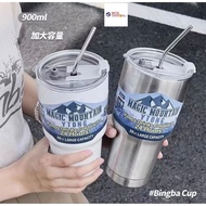 900ml Snow Mountain Tumbler Stainless Steel Lid Stay Hot and Cold Bottle Water 900ml 冰霸杯