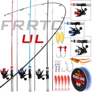 FRRTC UL Fishing Set Spinning Set 2 Section ultra-light Soft UL Carbon Fiber Rod with 3000 Size 14BB