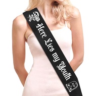 Black 30th Birthday Decorations for Her - Here Lies My Youth Sash, Death to My Twenties Funeral 30th