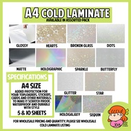 🇸🇬 A4 5/10 Sheets Cold Laminate Sticker Sheet Photo Top Transparent Stickers Glossy Matte