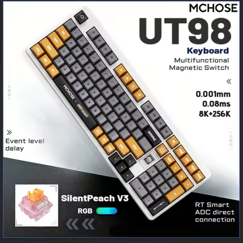 MCHOSE X Unbox Therapy - UT98 Gaming Mechanical Keyboard Wireless Quiet Offices Keyboard RGB Backlit