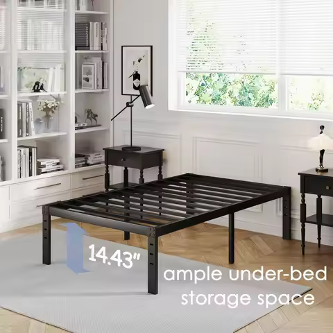 ZIYOO Iron frame bed Single/double bed Modern simplicity Metal Bed thickened steel frame bed 16 inch