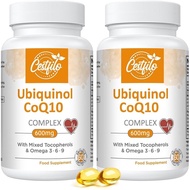 Ubiquinol CoQ10 600mg Softgels - Active Form of CoQ10 Plus Vitamin E & Omega 3 6 9 - Advanced Antiox