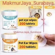 200pcs Ear Wipes Cat Dog Eye Wipes Cat Pet Wipes Antibacterial Animal Ear Cleaning Wipes Tissue