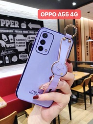 CASE OPPO A55 4G TERBARU PLATING STRAP LANYARD TALI SOFT CASE ARMOR SILIKON COVER CASING HANDPHONE