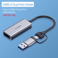 Hagibis HDMI เข้ากันได้กับ USB 2.0 Type-C การ์ดจับภาพวิดีโออินเทอร์เฟซแบบคู่วิดีโอเกม Grabber บันทึก