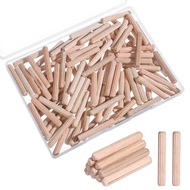 100 Keping Pin Dowel Kayu 1/4", Pin Dowel Kayu Berlekuk 1/4" x 1 1/2", Pasak Kayu Beralur Lurus untu