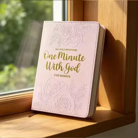 Faux Leather 365 Days Daily Prayer Notebook with Pattern Marker Pink Brown Journal for Spiritual Gro