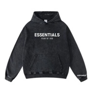 Essentials Black Washing Hoodie Sweater