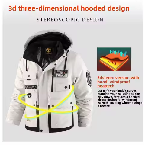 Winter Men's Mountain Ski Parkas Simple Fashion Men Cotton Warm Down Padded Fashion Men Hiking Therm