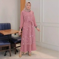 Dress Brukat Baju Gamis Almia