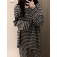 20L Striped Sleepwear Women Pajama Sets Piiama Pants Sets for Women 2 Pieces Casual Korean Nig rbg