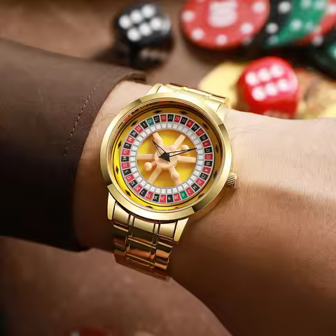 2026 Men's Quartz Watch Game Wheel Dial Unique Stainless Steel Fashion Rotating Dial Men's Watch