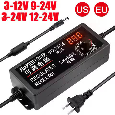 Adapter Adjustable 3-12V 3-24V 9-24V 12-24V 5A 3A Power Supply Display Screen Regulated Knob Dc 5.5*