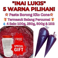 Inai Lukis Paste Cone Borong Kilo + Balang Percuma - Warna Pilihan: RM, Cherry Malaysia, Black, Pink