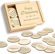 WOODAMORE 6 Year Anniversary Wood Gifts for Him Her - 6th Anniversary Date Night Gifts for Couples, 