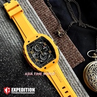 [Original] Expedition E6782 MCRYLBA Tonneau Chronograph Men's Watch with Black Dial Yellow FKM Rubbe