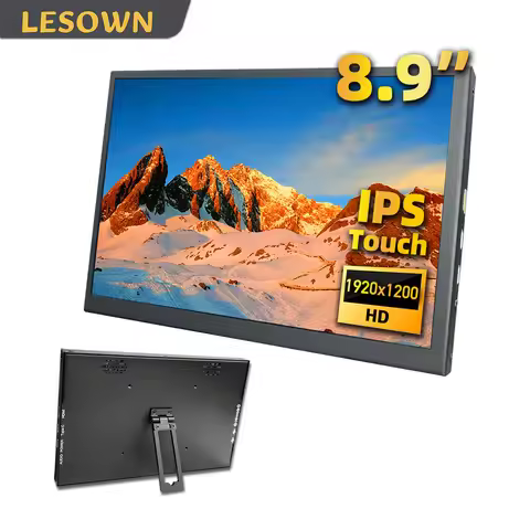 LESOWN 2K Portable Monitor 8.9 inch USB-C HDMI 1920x1200 IPS LCD Display Touch Screen for Raspberry 