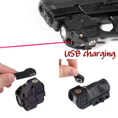 USB Rechargeable Red Green Laser & Flashlight Combo 500 Lumens Weapons Gun Light Compact Gun Torch F