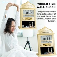 KA* Digital Prayer Clock Digital Azan Prayer Clock with Lcd Display World Time Temperature Alarm Home Office Decor