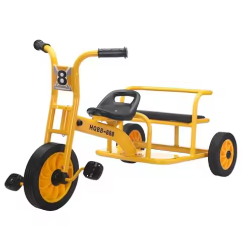 Tricycle for Ages 2-8 with Adjustable Seat Airless Rubber Tires Rear Padded Seat Preschool Daycare T