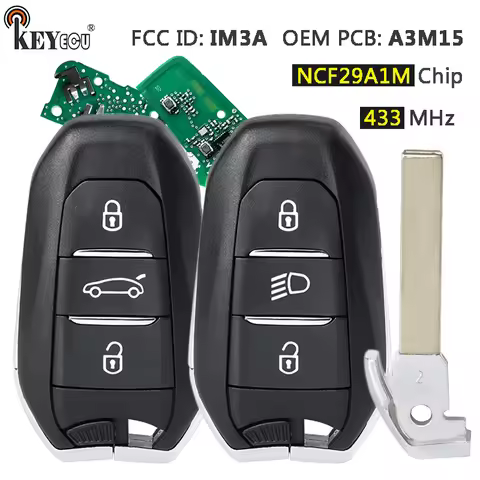 KEYECU 434MHz NCF29A1M Chip IM3A OEM PCB A3M15 Smart Remote Key Fob for Peugeot 307 308 3008 508 500