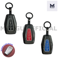 MOOGU Proton X50 X90 Keyless Car Key Remote ABS Carbon + Silicone Protection Key Cover Casing with Keychain
