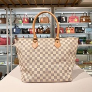 95%NEW二手Louis Vuitton Damier Azur Saleya, MM N51185, 白色棋盤格帆布, LV單肩袋/奶粉袋 #香榭站正品