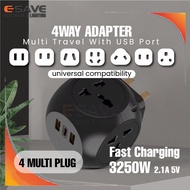 4Way Travel Adapter Universal Socket Power Socket Extension Adapter Type C Plug Socket USB Port Plac