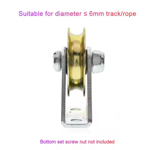 1Set Bracket Pulley 6mm Wire Rope Pulley Fixed Roller Over-line Hanging Wheel Guide Wheel U Wheel 6.