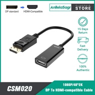 AnllelaSagra DP to HDMI-compatible Cable 1080P/4K 30Hz DisplayPort to HD Adapter Display Port Video Audio for PC HDTV Projector Laptop