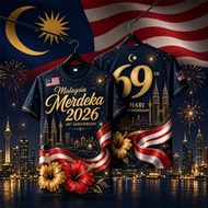 2026 Malaysia 69th Independence Day T shirt full sublimation quick dry Jersey Oversized Streetwear M