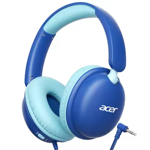 Acer Kids Headphones for School 74/85dB Volume Limit Over Ear Headphones Foldable 3.5mm Jack Wired H