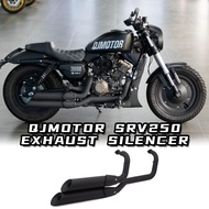 Customized Retro Motorcycle Exhaust Silencer Pipe Right Side Double Tube With Stainless Steel Materi