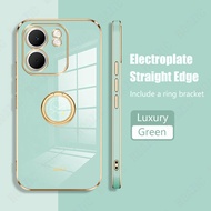 Roazic cho OPPO A5x/OPPO A5x 5G [kiểu nhẫn miễn phí chủ] thẳng mạ điện cạnh bóng vỏ bọc nhựa TPU mềm