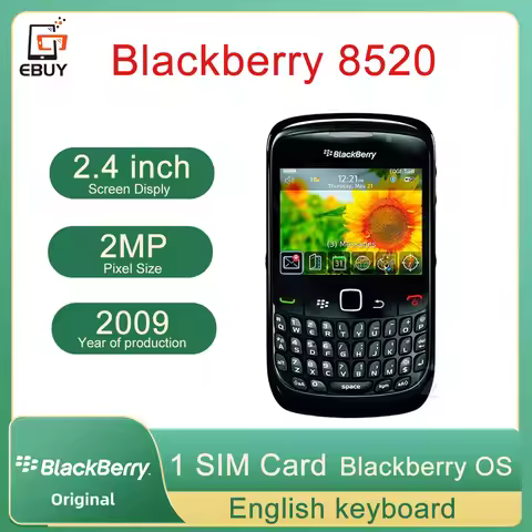 BlackBerry 8520 Original Curve Mobile Phone 2.46" Screen Display Smartphone Unlocked 2G WIFI 8520 2M